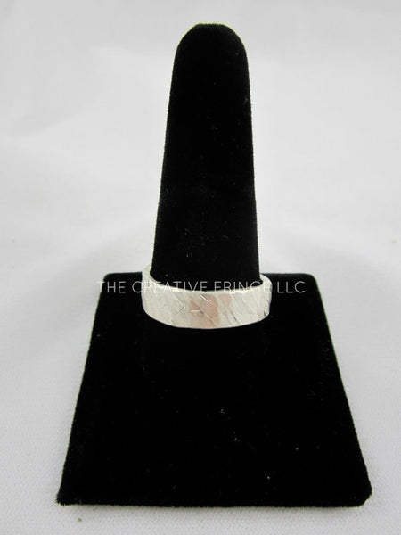 Men's Sterling Silver Ring Textured With Cross Inside Comfort Fit Band, Custom size