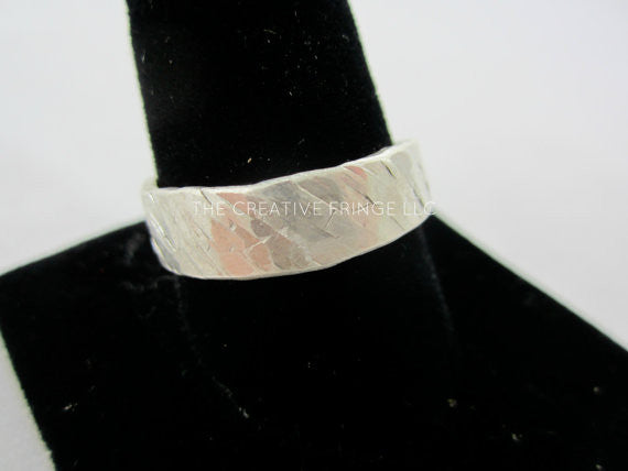 Men's Sterling Silver Ring Textured With Cross Inside Comfort Fit Band, Custom size
